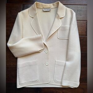 Vintage 1960s Weinberg Paris French Wool Jacket Cream Textured Cropped